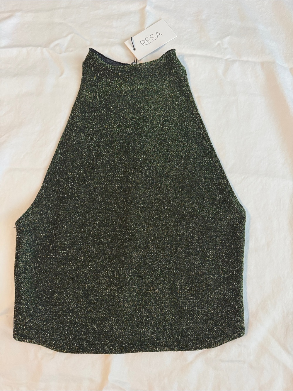 RESA Shimmery Green/ gold Halter Neck Tank NWT size XS